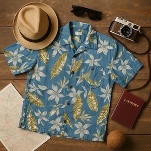 Joe Marlin Cotton Blend Hawaiian‎ Floral Button Down Shirt Size XL